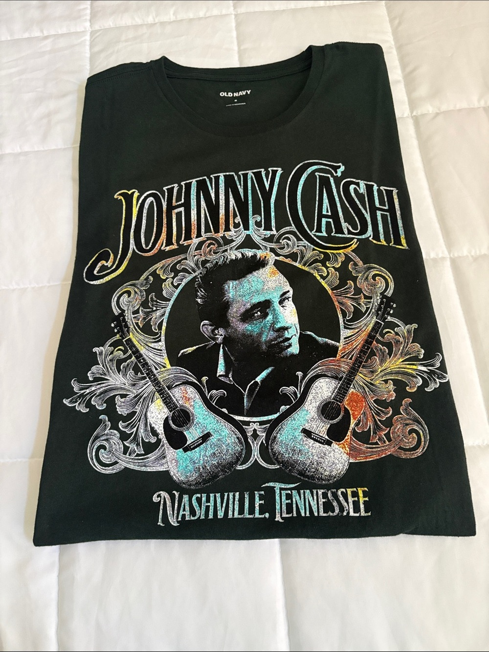 Old Navy Johnny Cash Graphic‎ Tee - Black with Multicolor Print M